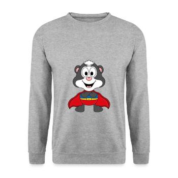 STINKTIER - SUPERHELD - HELD - TIER - TIERISCH - Unisex Pullover - Weißgrau meliert - Vorne - Alina (178cm) & Michal (187cm)
