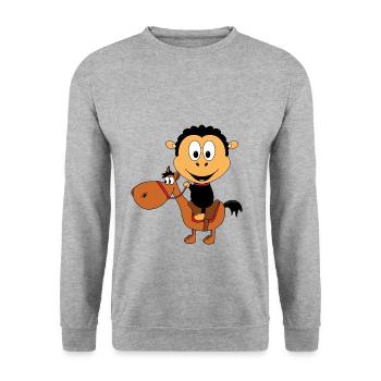 SCHAF - PFERD - PONY - REITEN - TIERE - TIERISCH - Unisex Pullover - Weißgrau meliert - Vorne - Alina (178cm) & Michal (187cm)