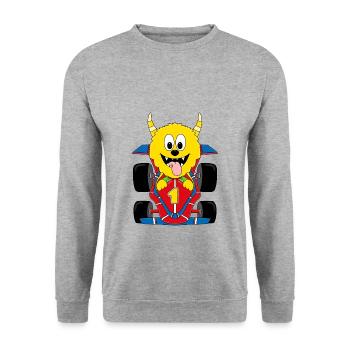 RENNFAHRER - AUTO - MONSTER - RENNAUTO - SPORT - Unisex Pullover - Weißgrau meliert - Vorne - Alina (178cm) & Michal (187cm)