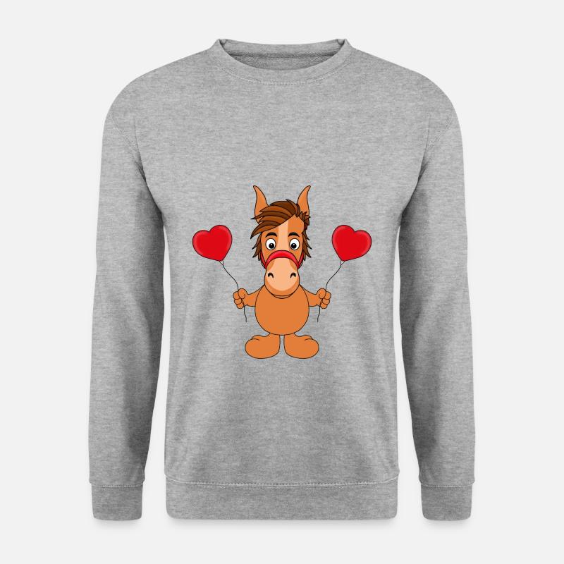 LUFTBALLONS - HERZCHEN - LIEBE - PFERD - PONY - Unisex Pullover - Weißgrau meliert