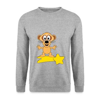ERDMÄNNCHEN - STERNSCHNUPPE - SURFER - TIER - Unisex Pullover - Weißgrau meliert - Vorne - Alina (178cm) & Michal (187cm)