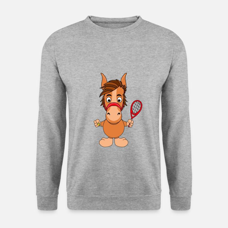 TENNIS - PFERD - PONY - Unisex Pullover - Weißgrau meliert