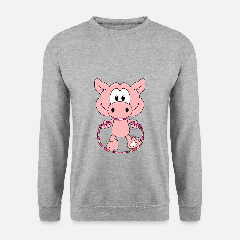 SCHWEIN - SPRINGSEIL - Unisex Pullover - Weißgrau meliert