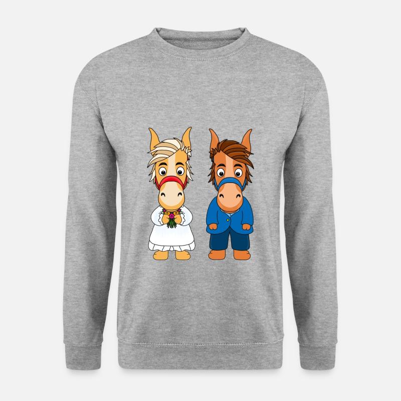 PFERDE - HOCHZEIT - Unisex Pullover - Weißgrau meliert