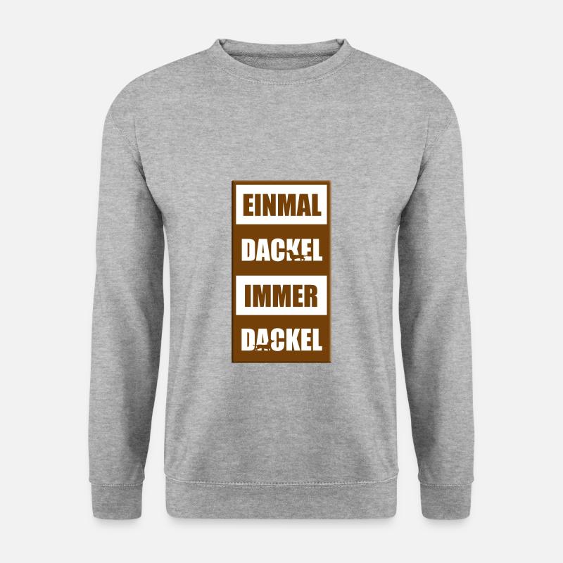 DACKEL - TECKEL - DACHSHUND - HUND - Unisex Pullover - Weißgrau meliert