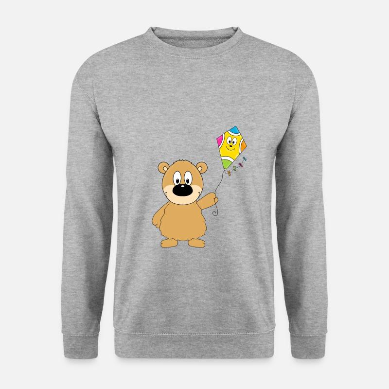 DRACHE - TEDDYBÄR - Unisex Pullover - Weißgrau meliert