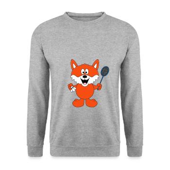 FEDERBALL - FUCHS - Unisex Pullover - Weißgrau meliert - Vorne - Alina (178cm) & Michal (187cm)