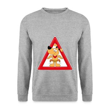 ACHTUNG COWBOY - HUND - Unisex Pullover - Weißgrau meliert - Vorne - Alina (178cm) & Michal (187cm)