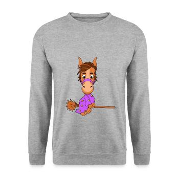 PFERD - HEXE - PONY - Unisex Pullover - Weißgrau meliert - Vorne - Alina (178cm) & Michal (187cm)