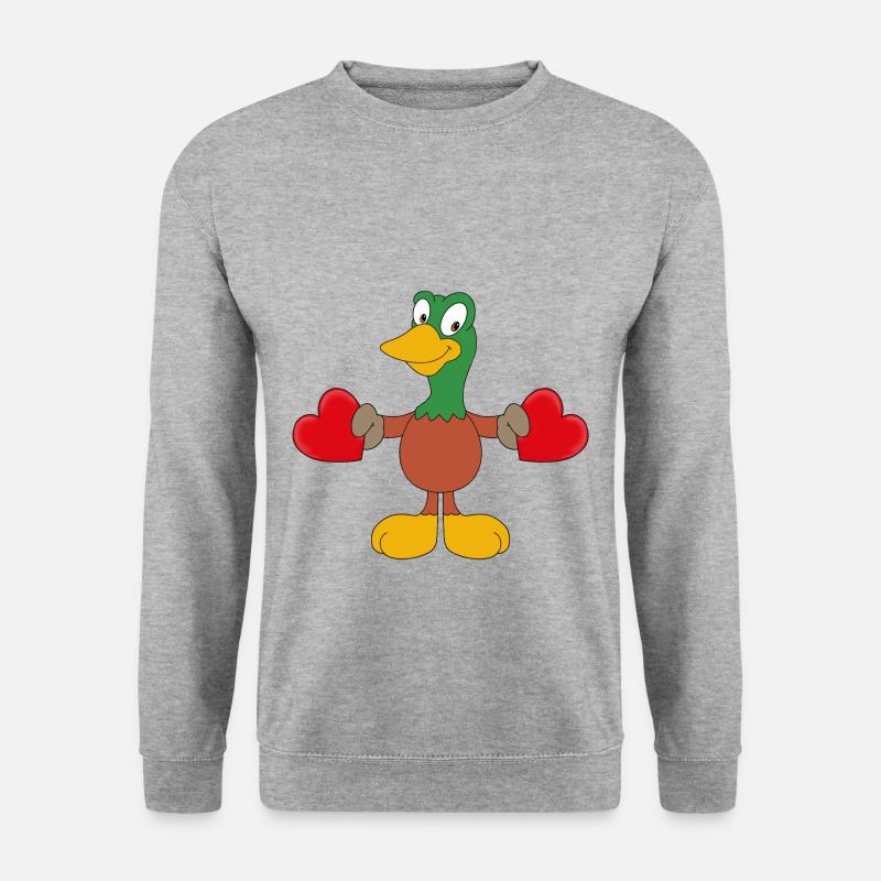 LIEBE - ENTE - VOGEL - Unisex Pullover - Weißgrau meliert