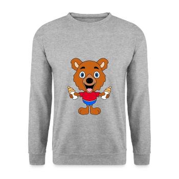 BABY - BÄR - Unisex Pullover - Weißgrau meliert - Vorne - Alina (178cm) & Michal (187cm)