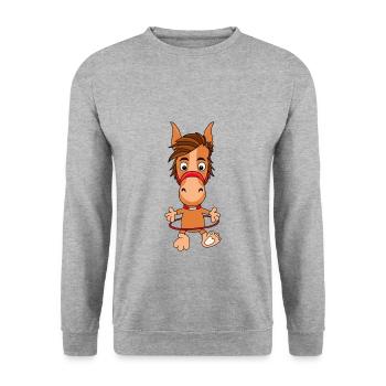 PONY - PFERD - Unisex Pullover - Weißgrau meliert - Vorne - Alina (178cm) & Michal (187cm)