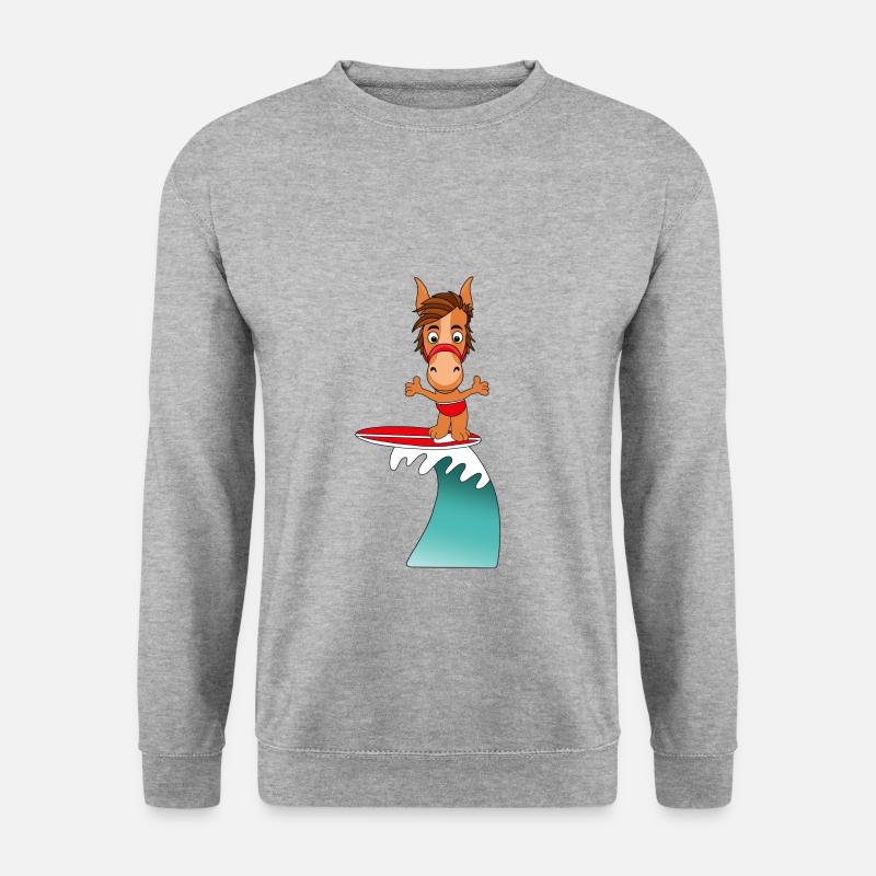 WELLENREITER - PFERD - Unisex Pullover - Weißgrau meliert