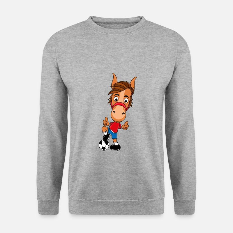 FUßBALL - PFERD - Unisex Pullover - Weißgrau meliert