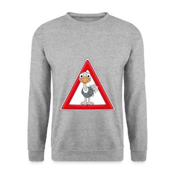 ACHTUNG STRAUß - Unisex Pullover - Weißgrau meliert - Vorne - Alina (178cm) & Michal (187cm)
