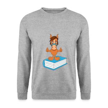 PFERD - PONY - PFERDEGESCHICHTE - Unisex Pullover - Weißgrau meliert - Vorne - Alina (178cm) & Michal (187cm)