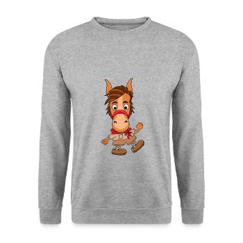 PFERD - PONY - WANDERN - Unisex Pullover - Weißgrau meliert - Vorne - Alina (178cm) & Michal (187cm)