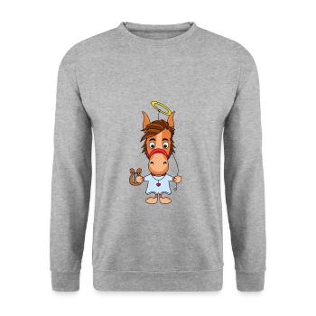 PFERD - PONY - ENGEL - Unisex Pullover - Weißgrau meliert - Vorne - Alina (178cm) & Michal (187cm)