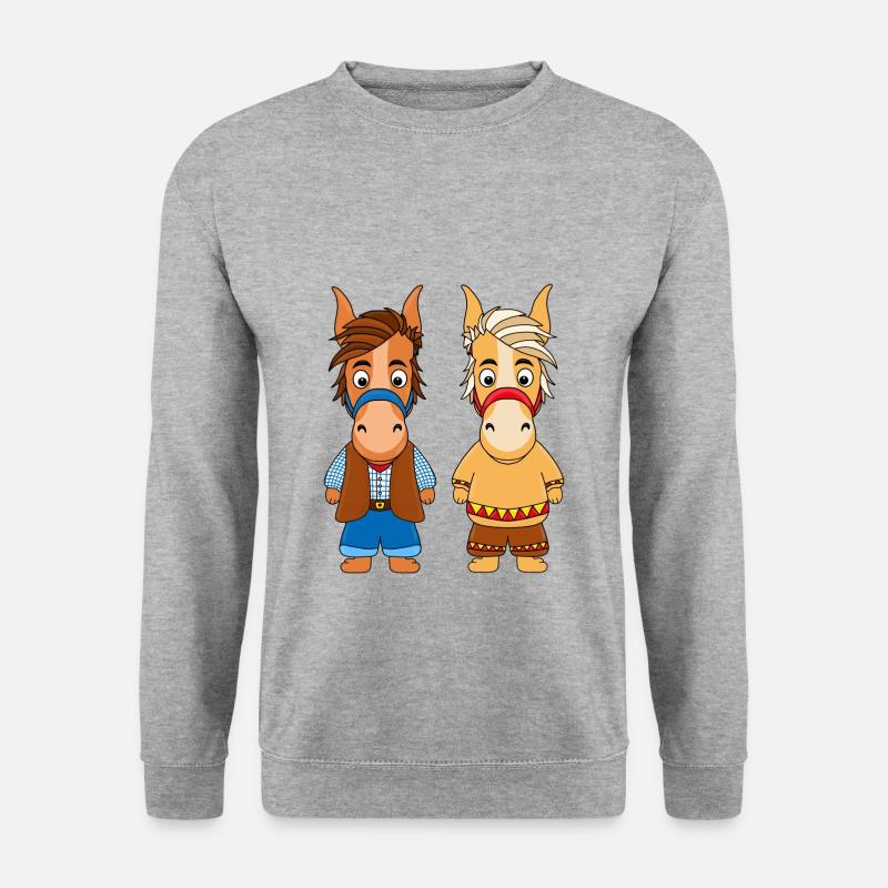 PFERDE - PONYS - Unisex Pullover - Weißgrau meliert