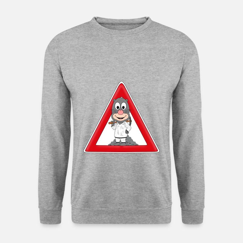 ACHTUNG MAULWURF - Unisex Pullover - Weißgrau meliert