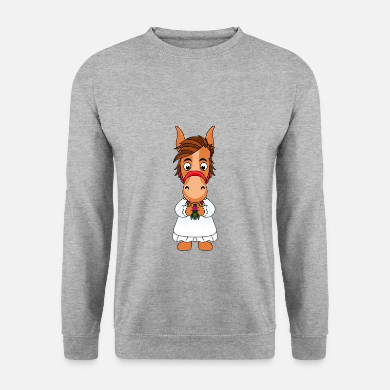 PONY - PFERD - BRAUT - Unisex Pullover - Weißgrau meliert