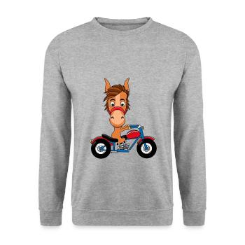 PFERD - PONY - BIKER - Unisex Pullover - Weißgrau meliert - Vorne - Alina (178cm) & Michal (187cm)