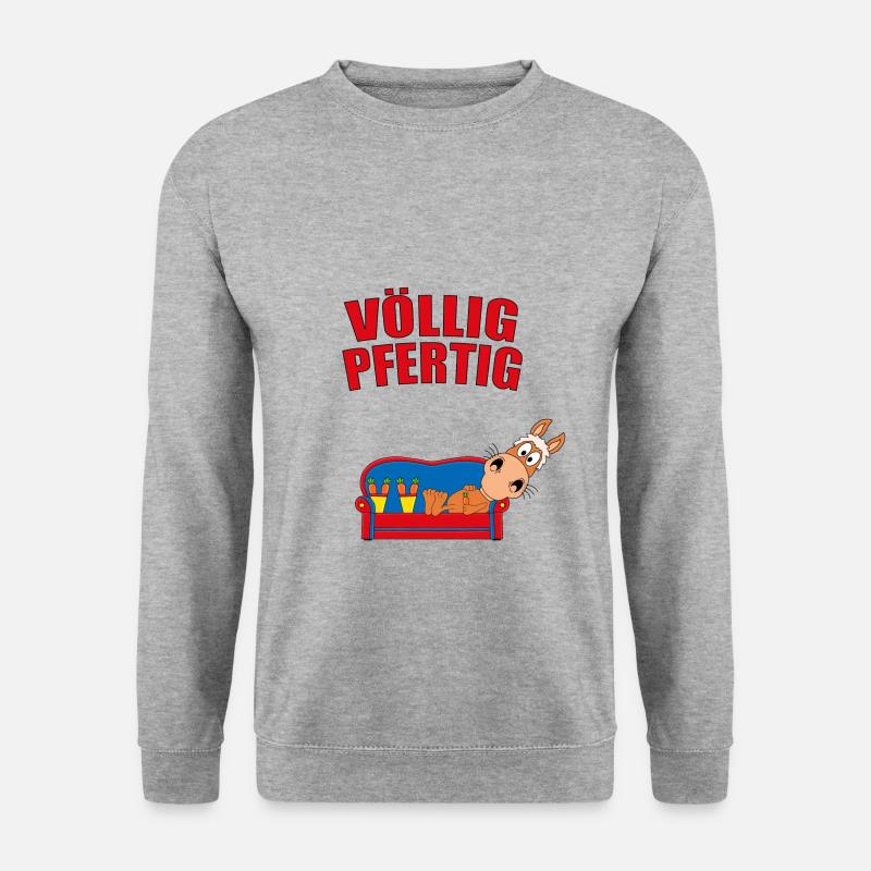 PFERD - PONY - PFERDE - Unisex Pullover - Weißgrau meliert