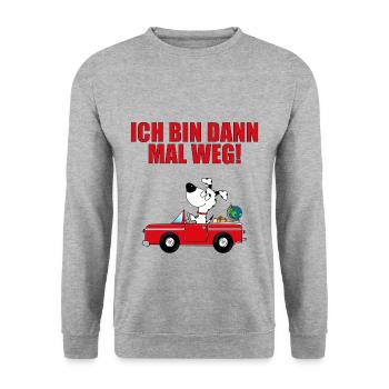 HUND - AUTO - Unisex Pullover - Weißgrau meliert - Vorne - Alina (178cm) & Michal (187cm)