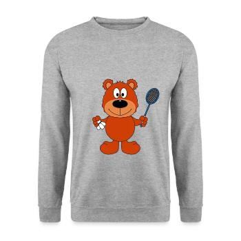 TEDDYBÄR - BÄR - TEDDY - Unisex Pullover - Weißgrau meliert - Vorne - Alina (178cm) & Michal (187cm)