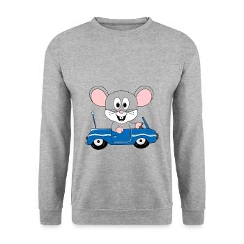 AUTO - MAUS - TIER - KINDER - BABYS - Unisex Pullover - Weißgrau meliert - Vorne - Alina (178cm) & Michal (187cm)