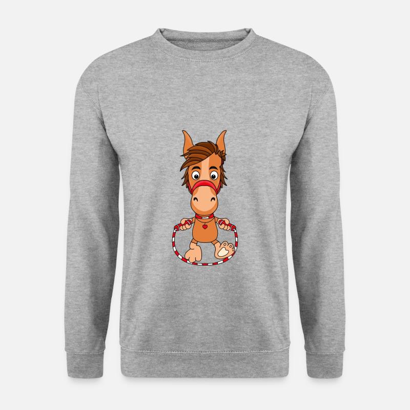PFERD - PONY - PFERDE - PONYS - SPRINGSEIL - Unisex Pullover - Weißgrau meliert