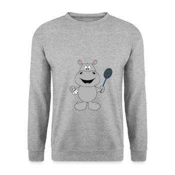 NILPFERD - HIPPO - Unisex Pullover - Weißgrau meliert - Vorne - Alina (178cm) & Michal (187cm)