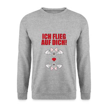 FLEDERMAUS - FLEDERMÄUSE - Unisex Pullover - Weißgrau meliert - Vorne - Alina (178cm) & Michal (187cm)