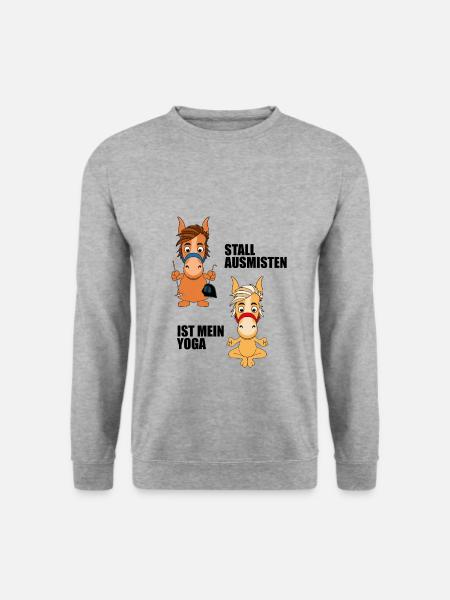 PFERDE - PFERD - STALL AUSMISTEN IST MEIN YOGA - Unisex Pullover - Weißgrau meliert