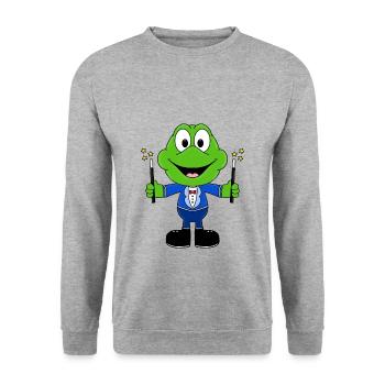 ZAUBERN - ZAUBERER - MAGIE - FROSCH - TIER - Unisex Pullover - Weißgrau meliert - Vorne - Alina (178cm) & Michal (187cm)