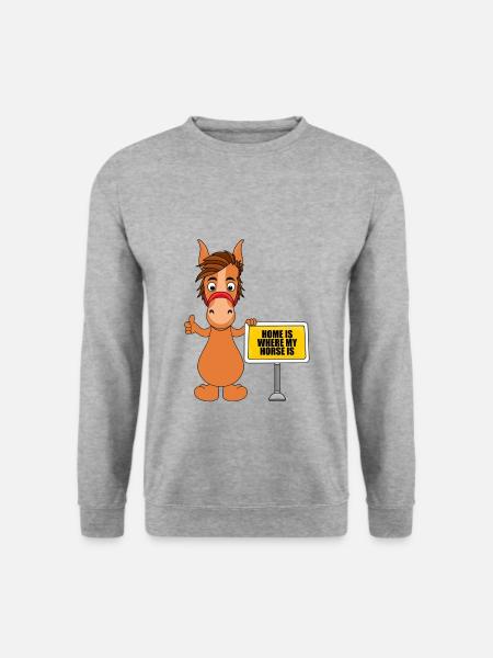 PFERD - HOME IS WHERE MY HORSE IS - Unisex Pullover - Weißgrau meliert