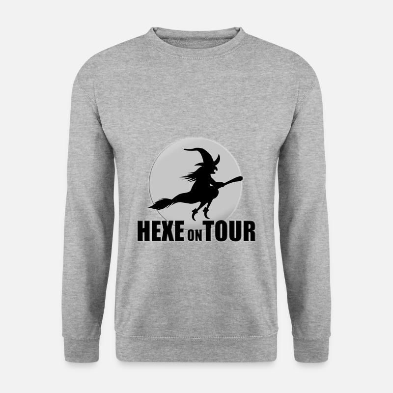 HEXE ON TOUR - HALLOWEEN - HEXEN - HEXENBESEN - Unisex Pullover - Weißgrau meliert