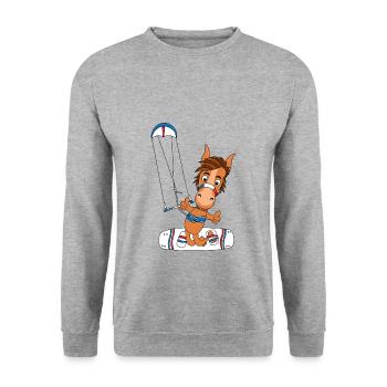 PFERD - PONY - KITESURFER - KITE - KITEN - KITEN - Unisex Pullover - Weißgrau meliert - Vorne - Alina (178cm) & Michal (187cm)