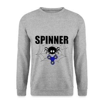 SPINNE - SPINNER - SPINNEN - TIER - FIDGET TOY - Unisex Pullover - Weißgrau meliert - Vorne - Alina (178cm) & Michal (187cm)