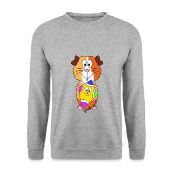 DRACHE - KITE - MEERSCHWEINCHEN - TIER - HERBST - Unisex Pullover - Weißgrau meliert - Vorne - Alina (178cm) & Michal (187cm)