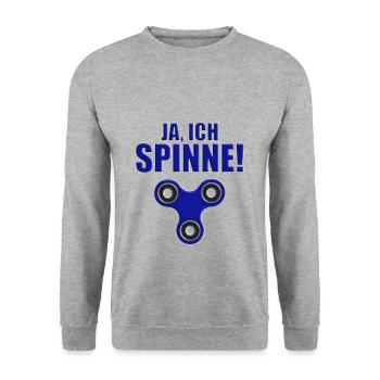 JA, ICH SPINNE! - SPINNER - FIDGET TOY - SPIELZEUG - Unisex Pullover - Weißgrau meliert - Vorne - Alina (178cm) & Michal (187cm)
