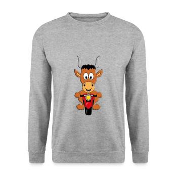 MOTORRAD - BIKER - STIER - BULLE - RIND - KUH - Unisex Pullover - Weißgrau meliert - Vorne - Alina (178cm) & Michal (187cm)