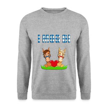 PFERDE - PFERD - PONY - PONYS - I MOG DI - LIEBE - Unisex Pullover - Weißgrau meliert - Vorne - Alina (178cm) & Michal (187cm)