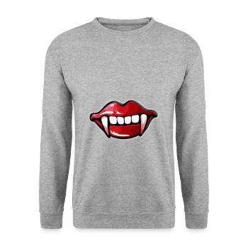 VAMPIR - HALLOWEEN - Unisex Pullover - Weißgrau meliert - Vorne - Alina (178cm) & Michal (187cm)