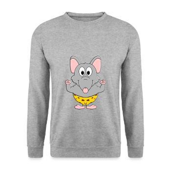 RATTE - MUSKELN - FIT - FITNESS - SPORT - TIERISCH - Unisex Pullover - Weißgrau meliert - Vorne - Alina (178cm) & Michal (187cm)