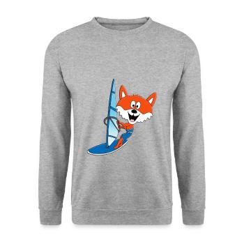 WINDSURFER - SURFER - WASSERSPORT - FUCHS - TIER - Unisex Pullover - Weißgrau meliert - Vorne - Alina (178cm) & Michal (187cm)