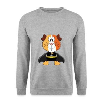 SUPERHELD - MEERSCHWEINCHEN - TIER - HELD - KINDER - Unisex Pullover - Weißgrau meliert - Vorne - Alina (178cm) & Michal (187cm)