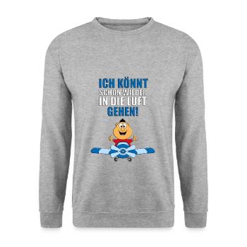 PILOT - FLUGZEUG - FLIEGEN - FLIEGER - SUPER - GUT - Unisex Pullover - Weißgrau meliert - Vorne - Alina (178cm) & Michal (187cm)