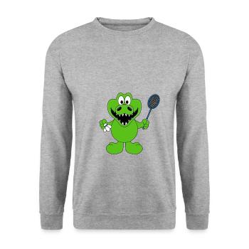 FEDERBALL - KROKODIL - BADMINTON - SPORT - TIER - Unisex Pullover - Weißgrau meliert - Vorne - Alina (178cm) & Michal (187cm)