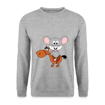 MAUS - PFERD - PONY - REITEN - TIERE - TIER - Unisex Pullover - Weißgrau meliert - Vorne - Alina (178cm) & Michal (187cm)